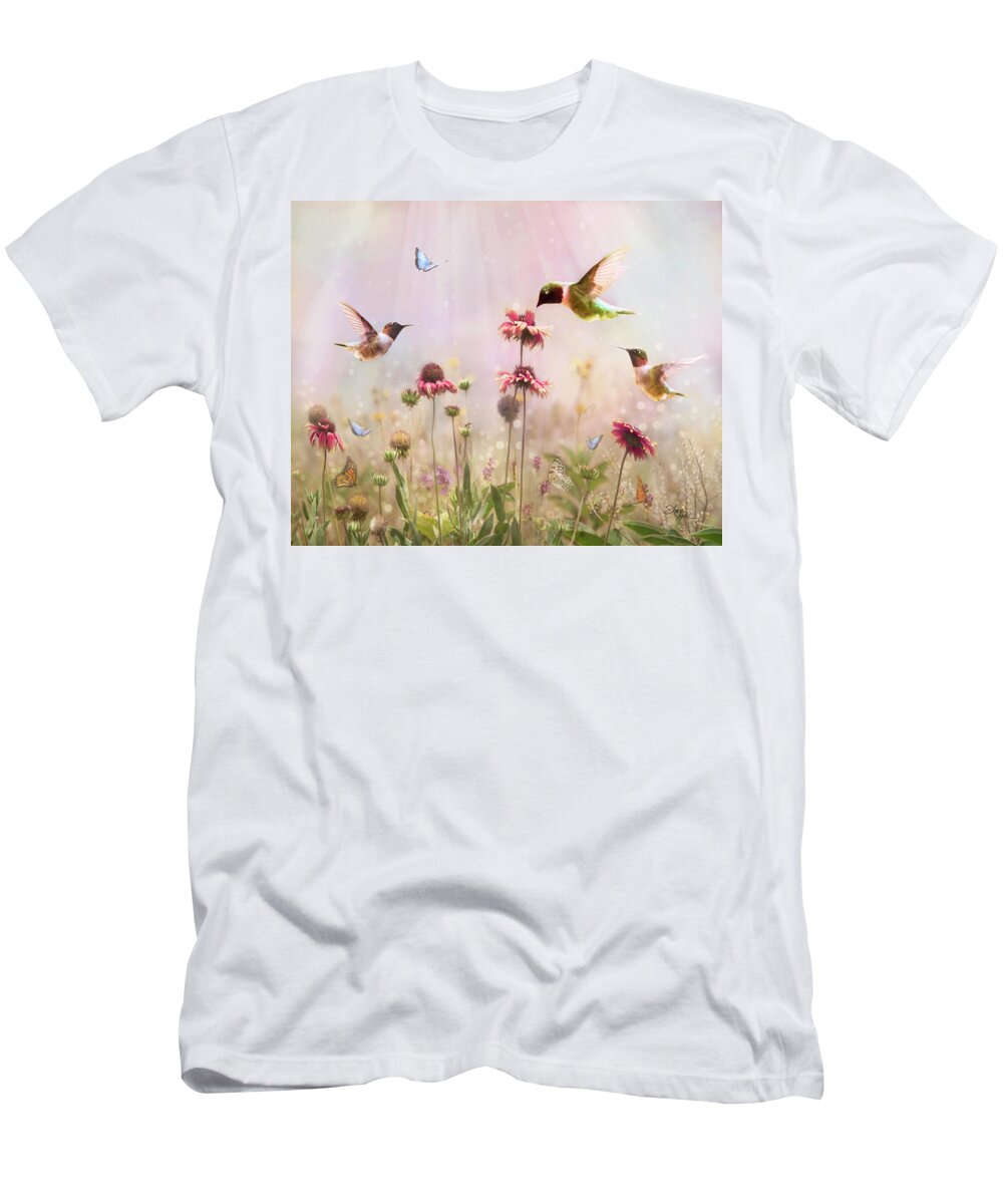 Garden T-Shirt featuring the photograph Morning Dance of the Garden by Shara Abel