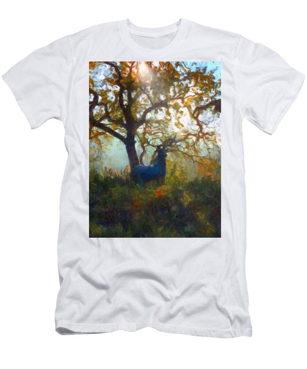 Landscape T-Shirt featuring the painting Morning Glory, Santa Cruz Mountains, California by Trask Ferrero