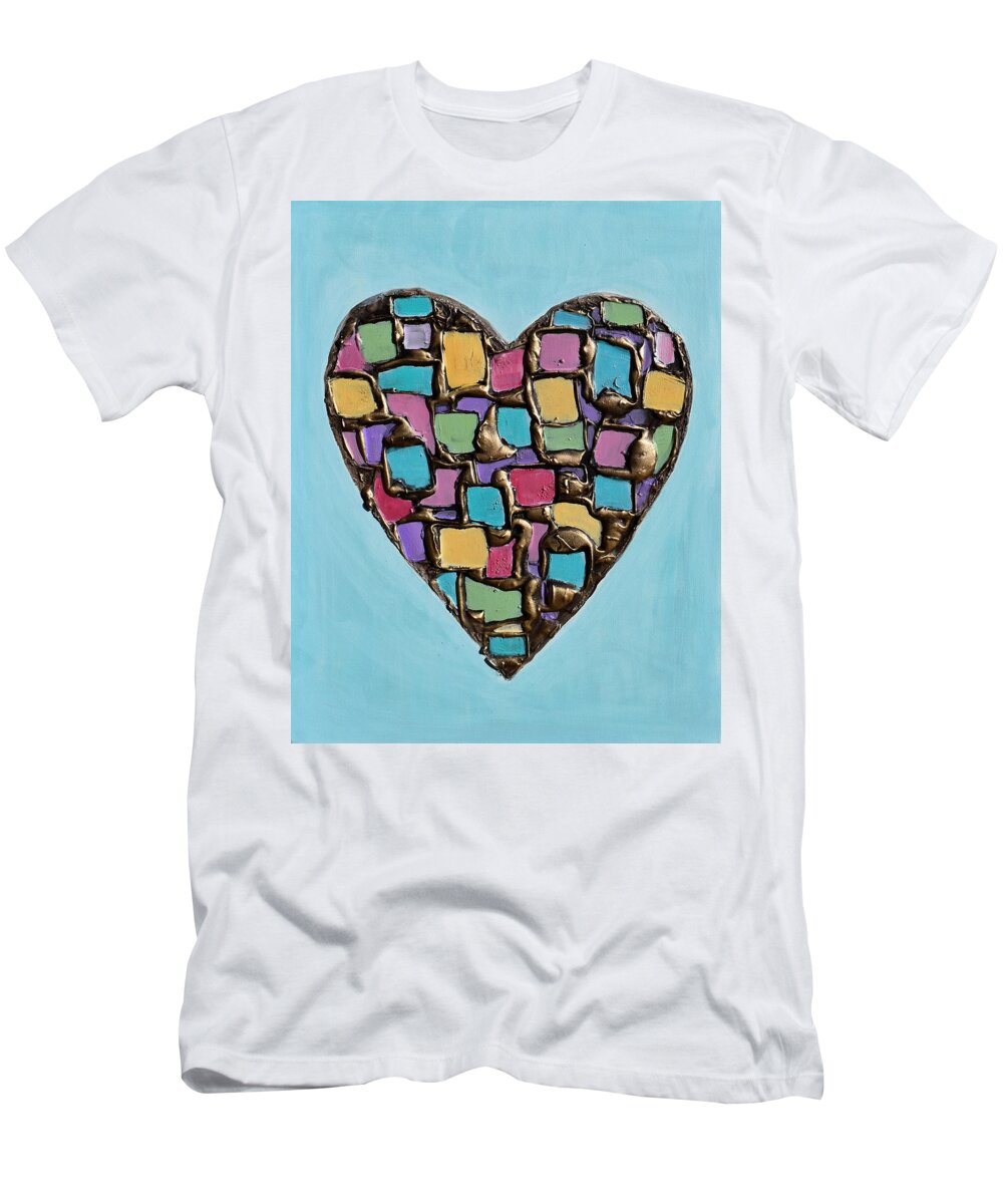 Heart T-Shirt featuring the painting Mosaic Heart by Amanda Dagg