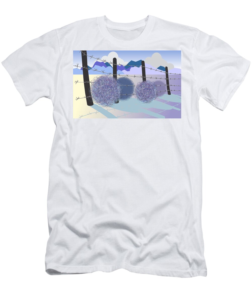 Landscape T-Shirt featuring the digital art Mountain Blue Vista by Ted Clifton
