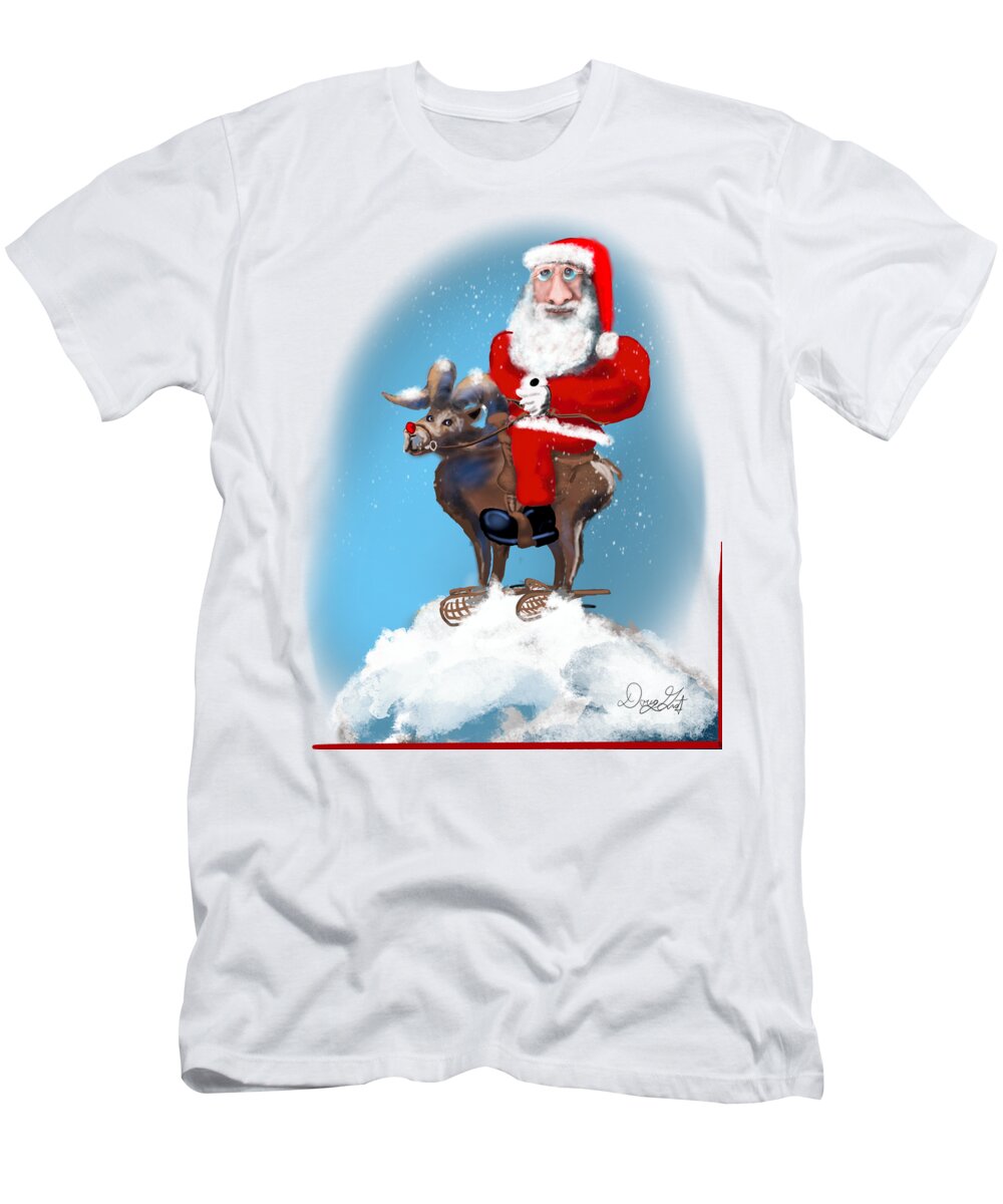 Santa T-Shirt featuring the digital art Mountaintop Santa by Doug Gist