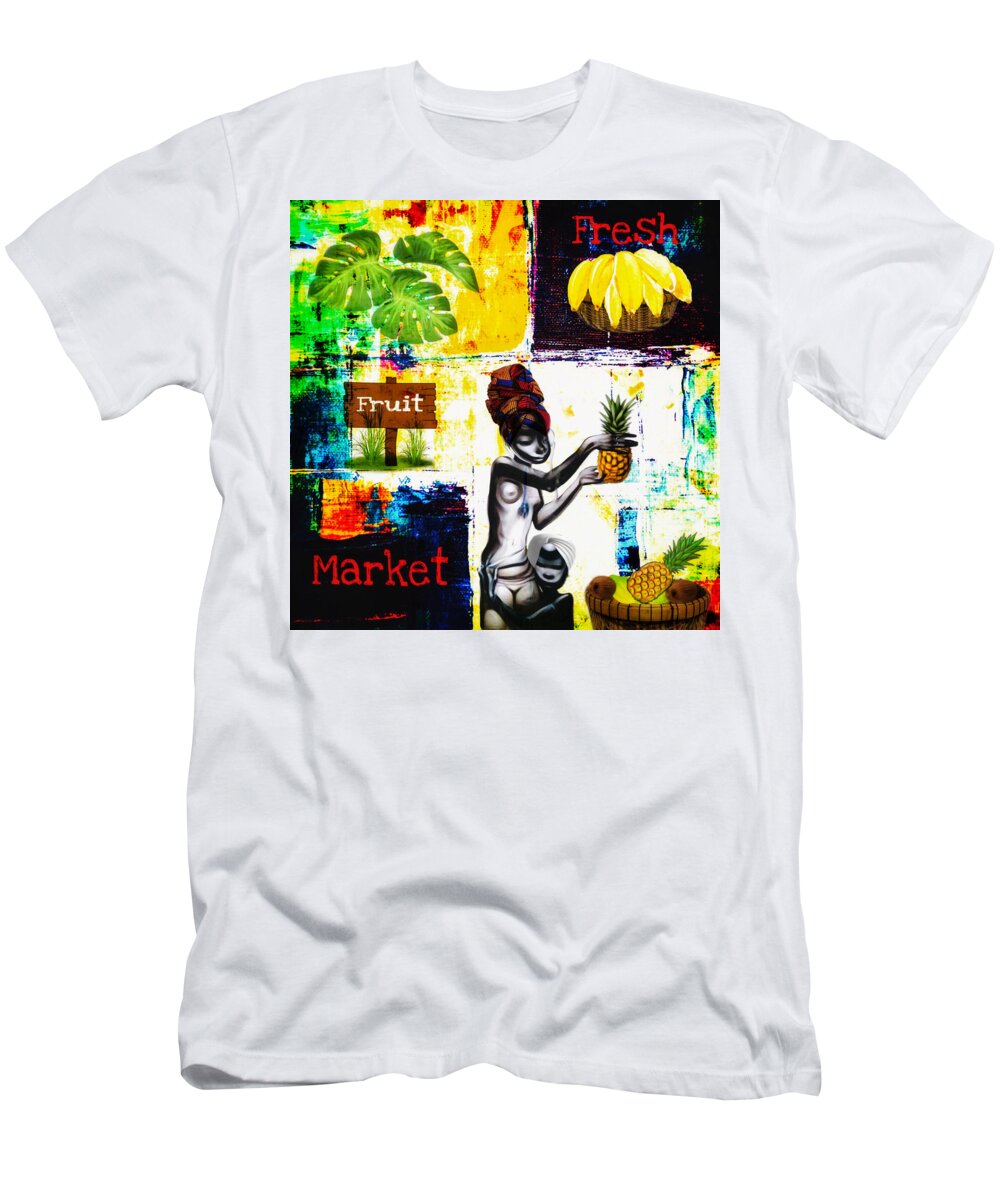 Mpenzi Wangu T-Shirt featuring the digital art Mpenzi Wangu Market by Canessa Thomas