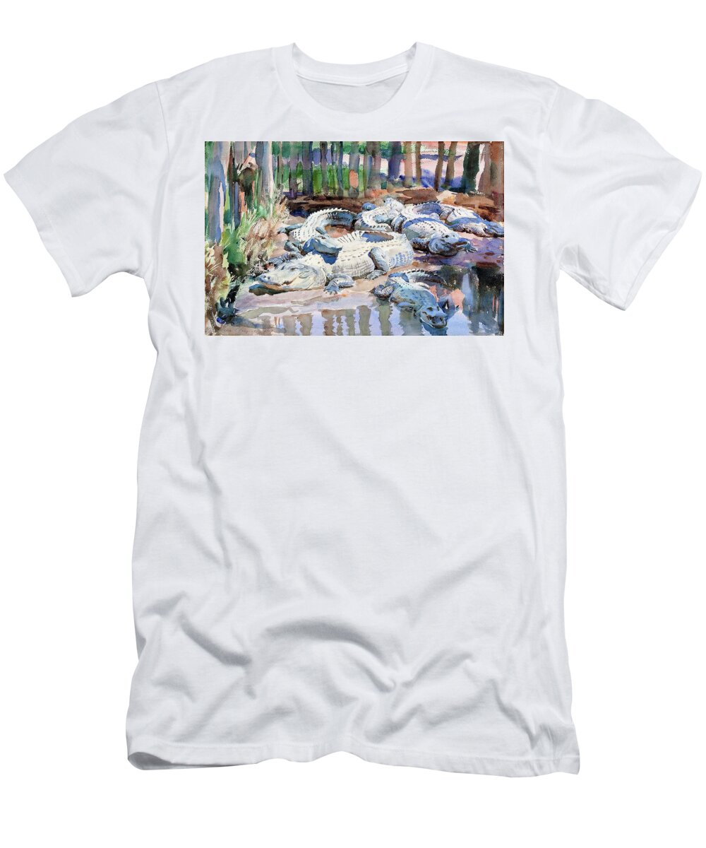 Muddy Alligators T-Shirt featuring the painting Muddy Alligators - Digital Remastered Edition by John Singer Sargent
