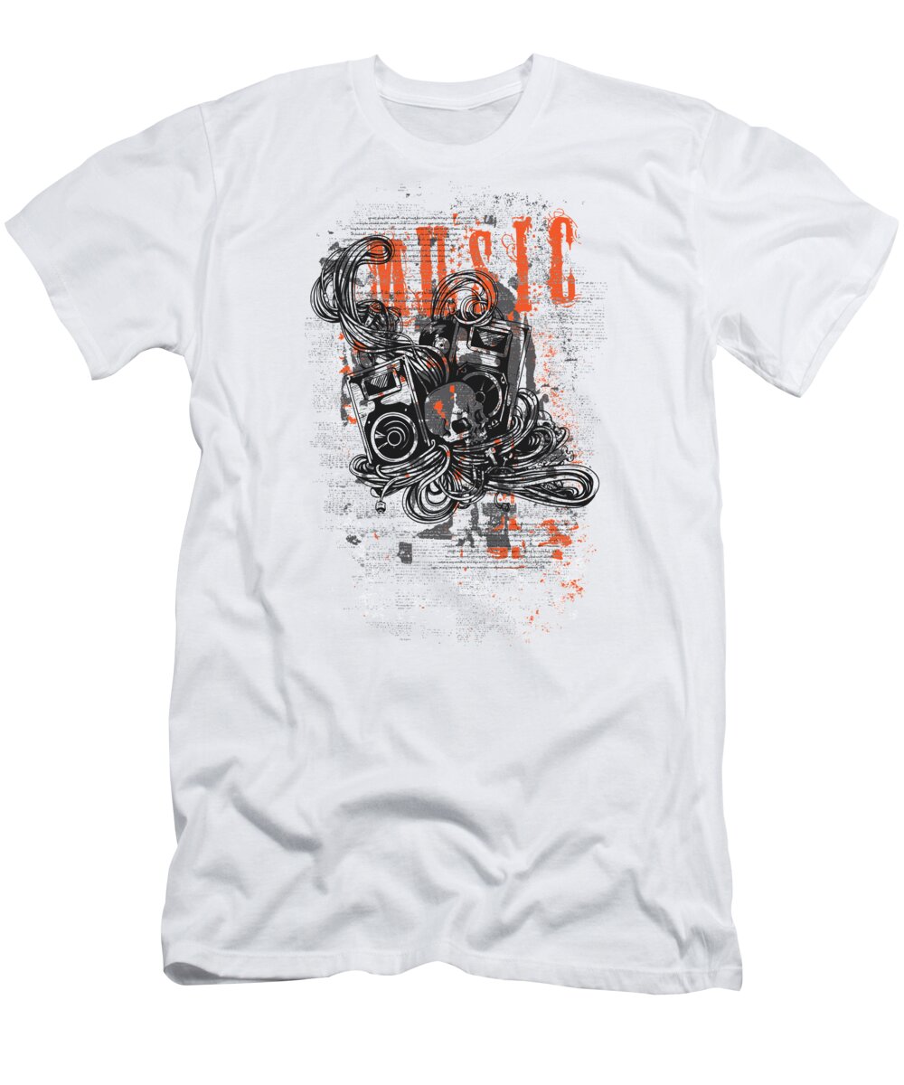Skull T-Shirt featuring the digital art Music by Jacob Zelazny