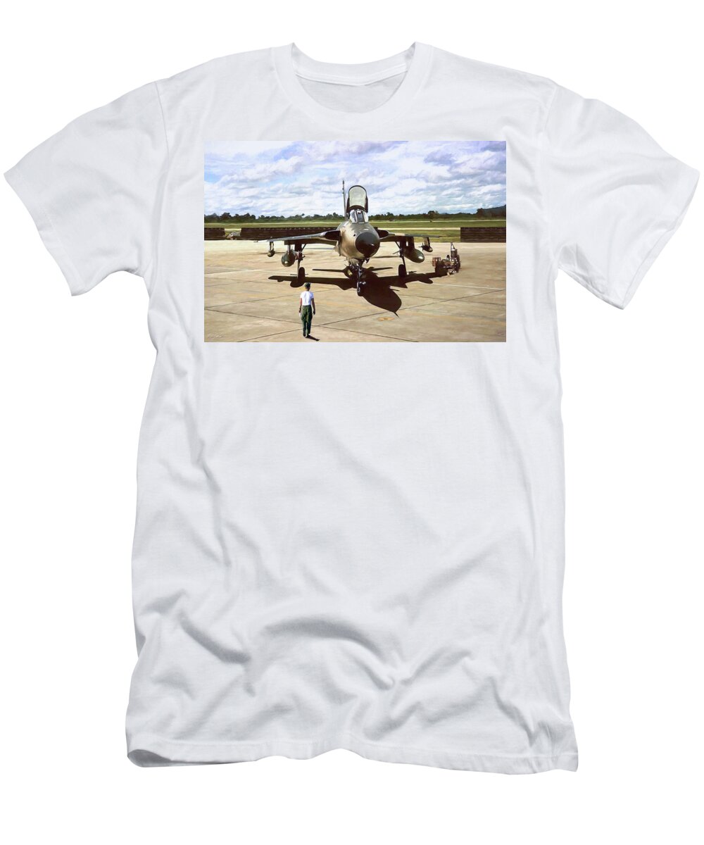 Aviation T-Shirt featuring the digital art My Baby F-105 by Peter Chilelli