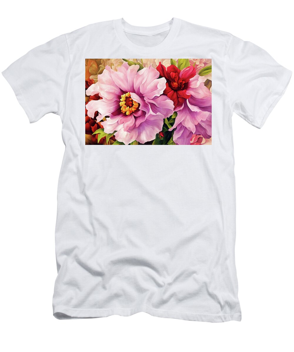 Peonies T-Shirt featuring the digital art My Garden of Peonies by Peggy Collins