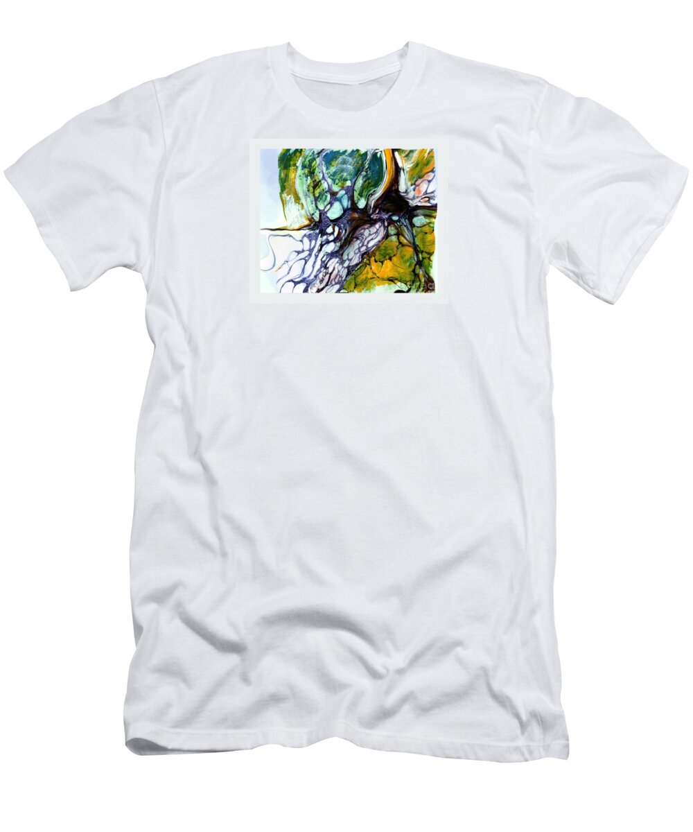 Neurographic T-Shirt featuring the mixed media Mycelium Conversation Trees and a Windy Hill by Zsanan Studio