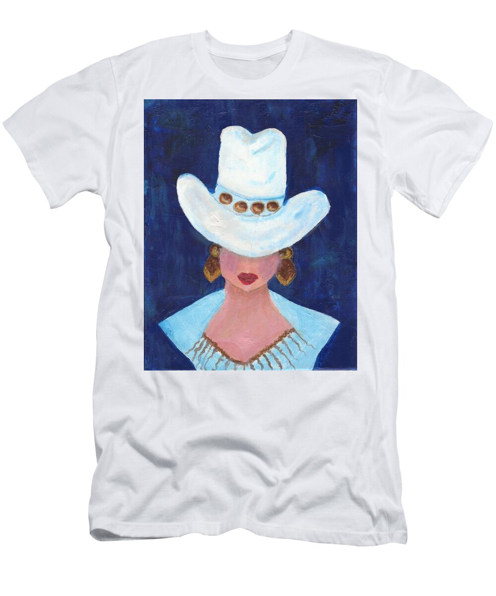Fine Art T-Shirt featuring the painting MysteryLady4 by Deborah Ann Baker