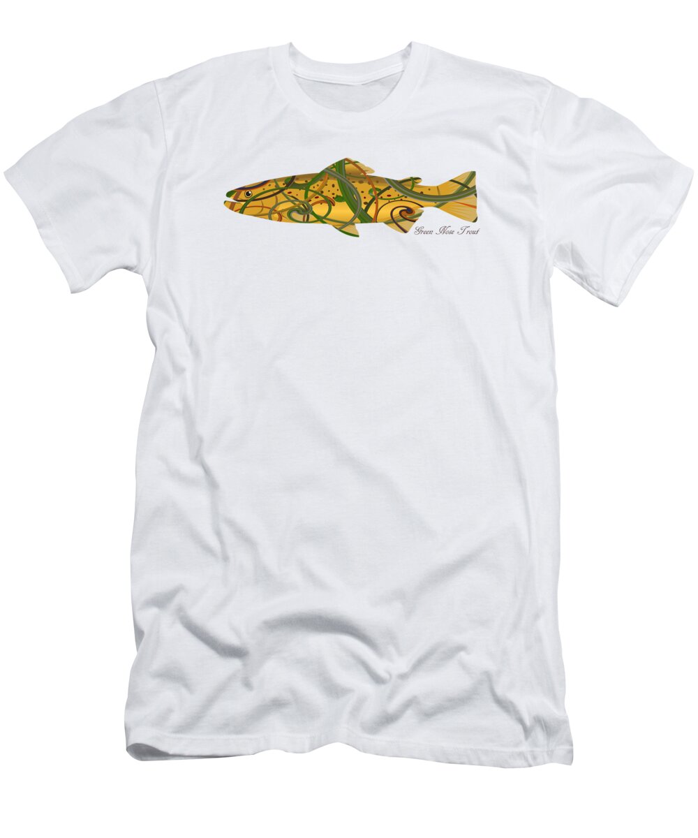 Mystic T-Shirt featuring the photograph Mystic Trout Series-Green Nose Trout by Whispering Peaks Photography