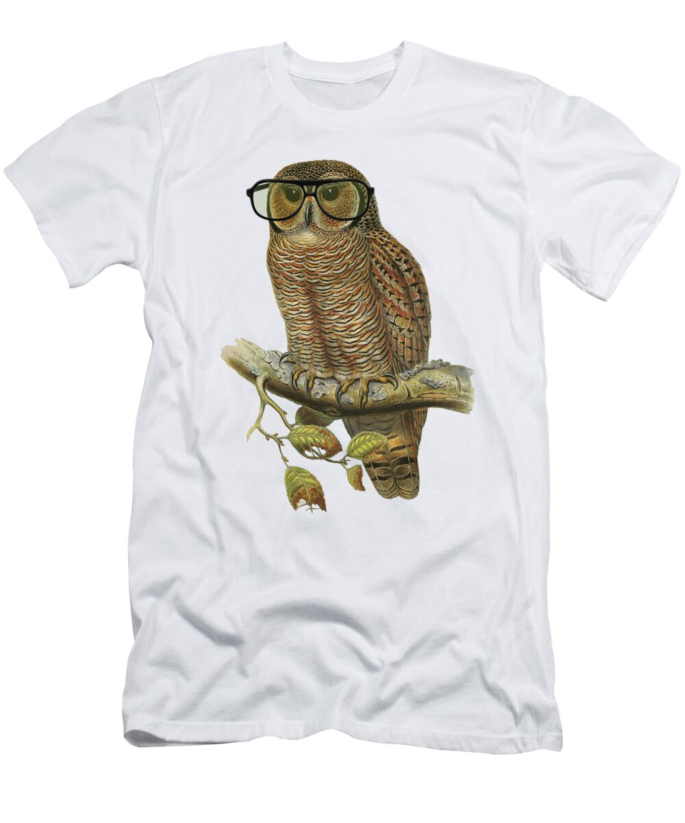 Owl T-Shirt featuring the digital art Nerdy Owl by Madame Memento