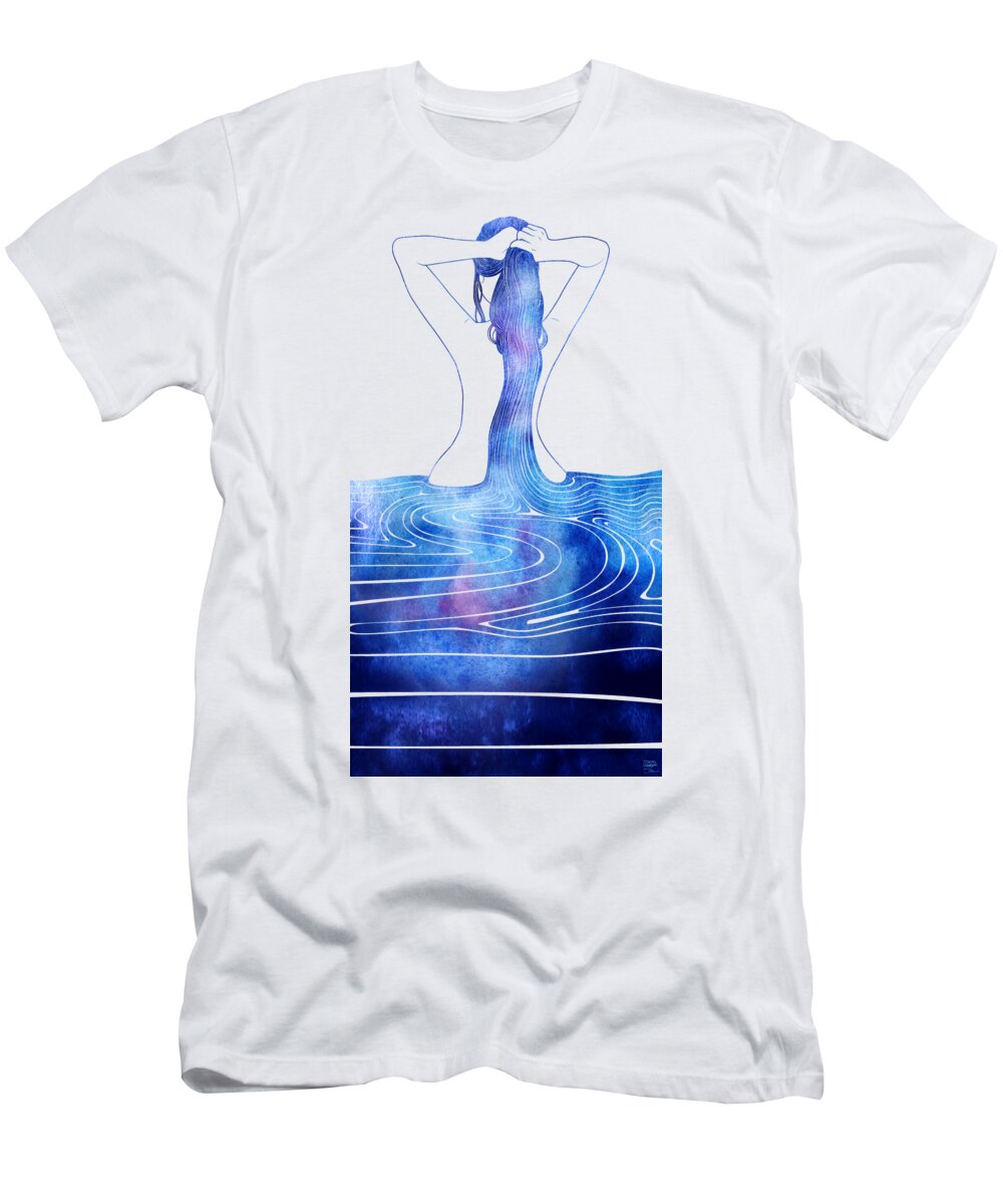 Siren T-Shirt featuring the mixed media Nereid CXLVI by Stevyn Llewellyn