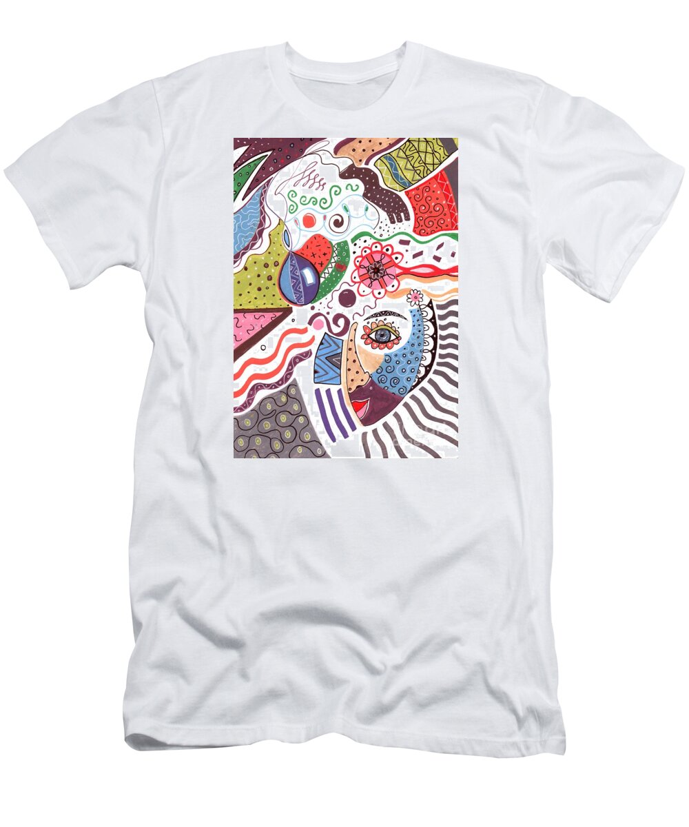 Never Stop Dreaming By Helena Tiainen T-Shirt featuring the drawing Never Stop Dreaming by Helena Tiainen