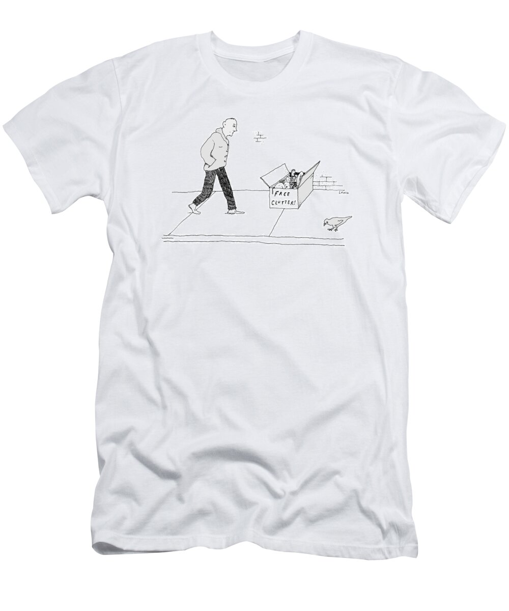 Captionless T-Shirt featuring the drawing New Yorker April 12, 2021 by Liana Finck