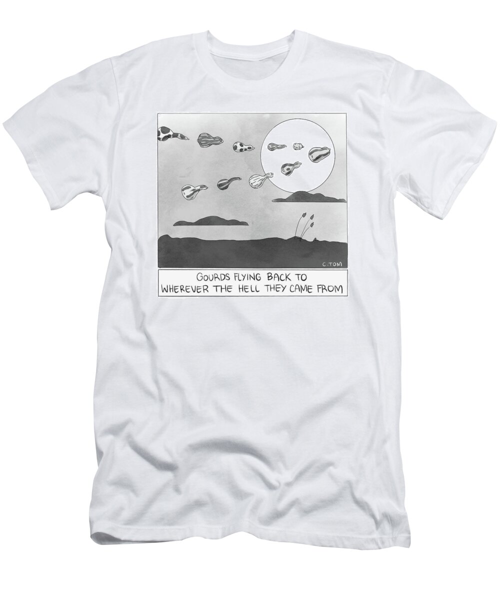Captionless T-Shirt featuring the drawing New Yorker February 25, 2021 by Colin Tom