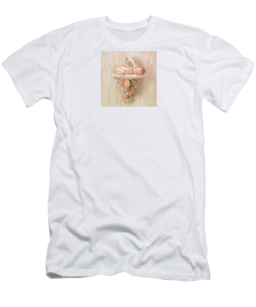 Angel T-Shirt featuring the photograph Newborn Angel with Roses by Anne Geddes