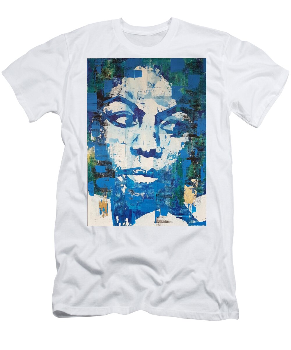 Nina Simone Art T-Shirt featuring the painting Nina Simone - Dragonfly out in the sun, you know what I mean by Paul Lovering