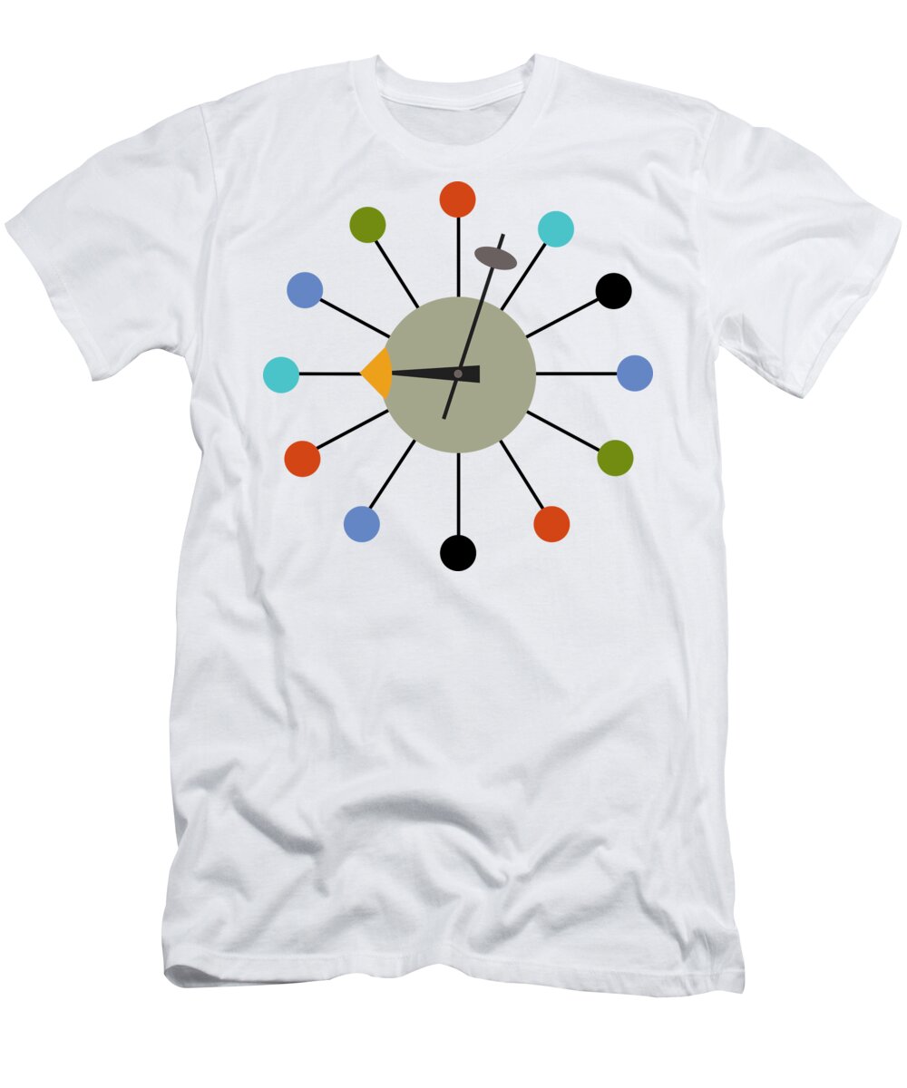 Mid Century Modern T-Shirt featuring the digital art No Background Ball Clock by Donna Mibus