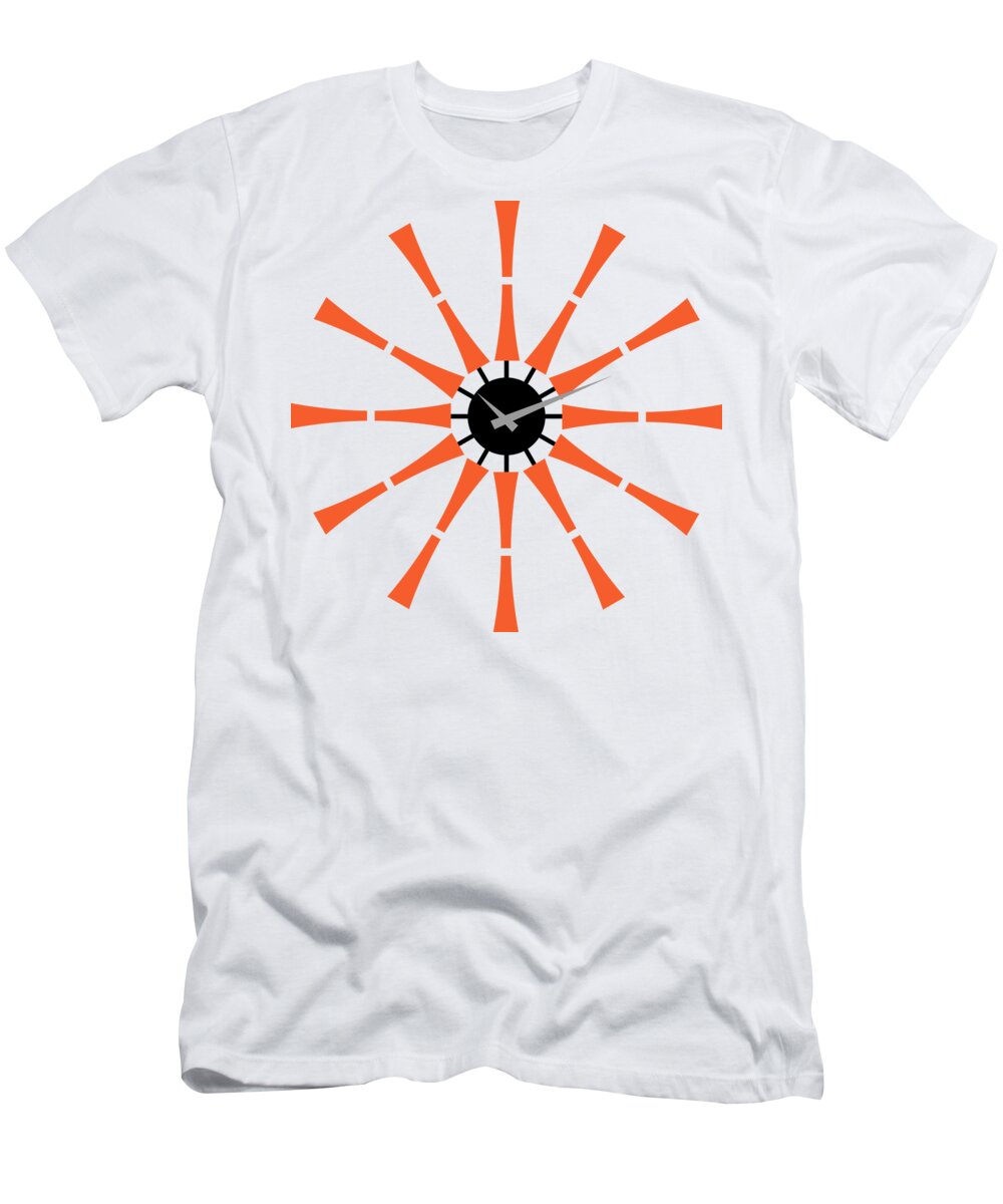 Mid Century Modern T-Shirt featuring the digital art No Background Spindle Clock by Donna Mibus