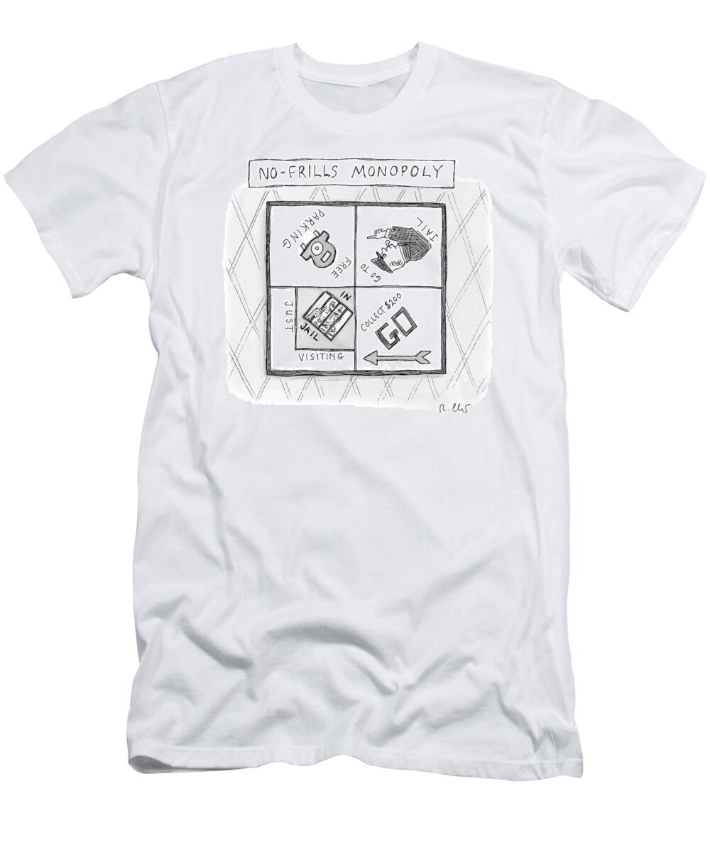 No-frills Monopoly T-Shirt featuring the drawing No Frills Monopoly by Roz Chast