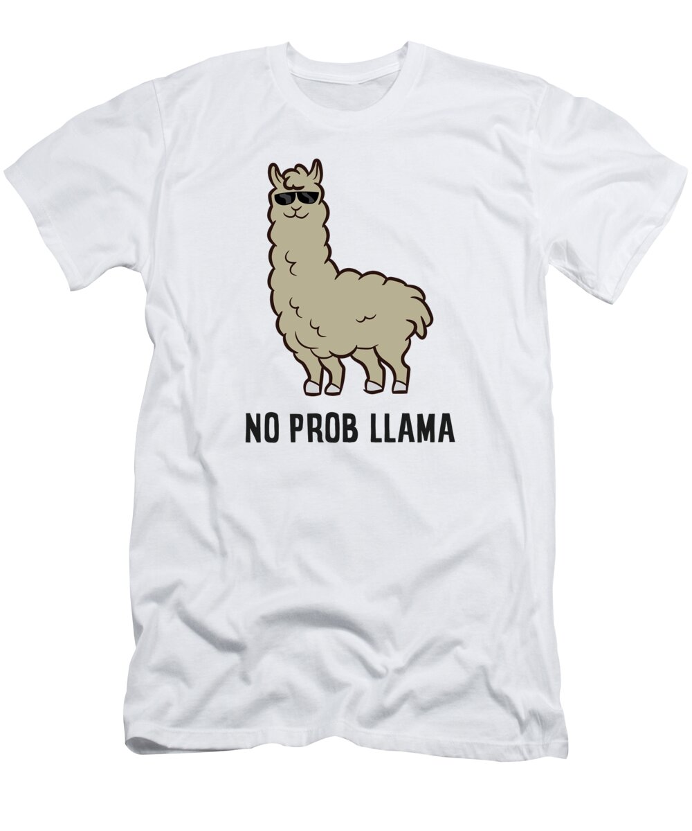 Llamas T-Shirt featuring the tapestry - textile No Probllama Llama With Sunglasses by EQ Designs