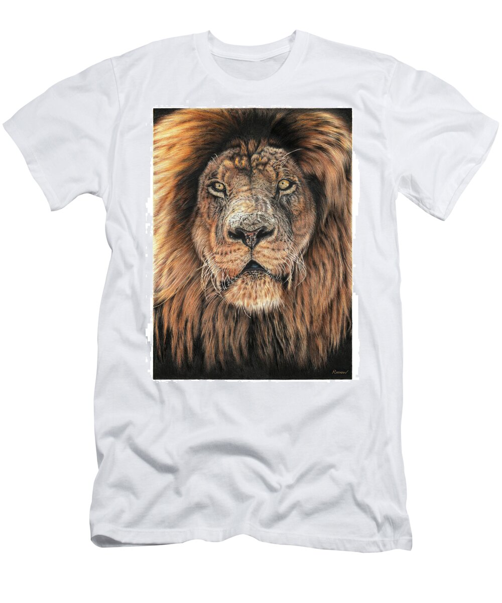 King T-Shirt featuring the drawing Noble King by Casey 'Remrov' Vormer