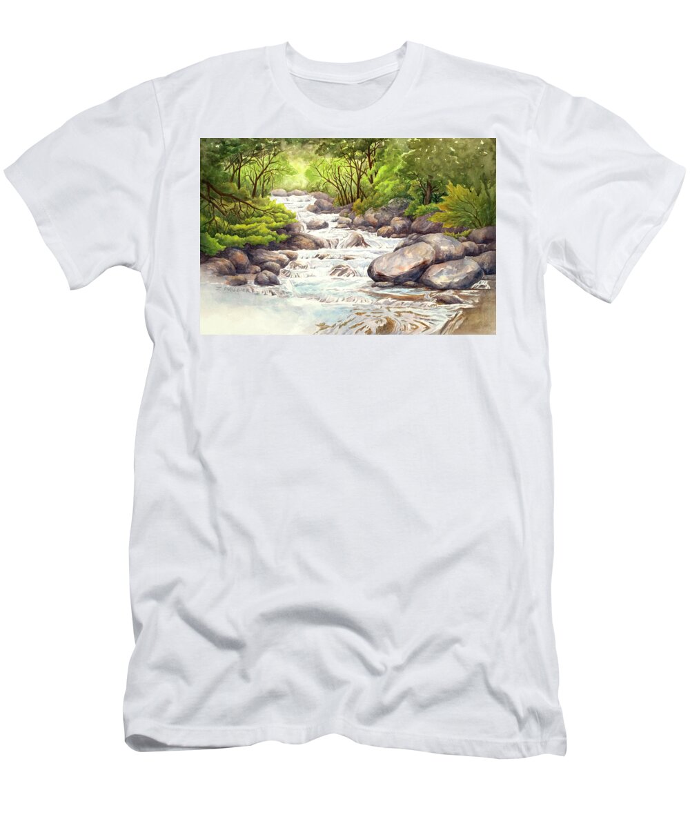 Artist T-Shirt featuring the painting North Boulder Creek by Joan Wolbier