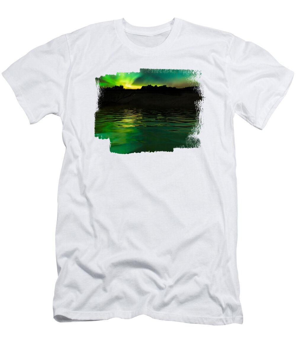 Northern Lights T-Shirt featuring the photograph Northern Lights by the Lake by Elisabeth Lucas