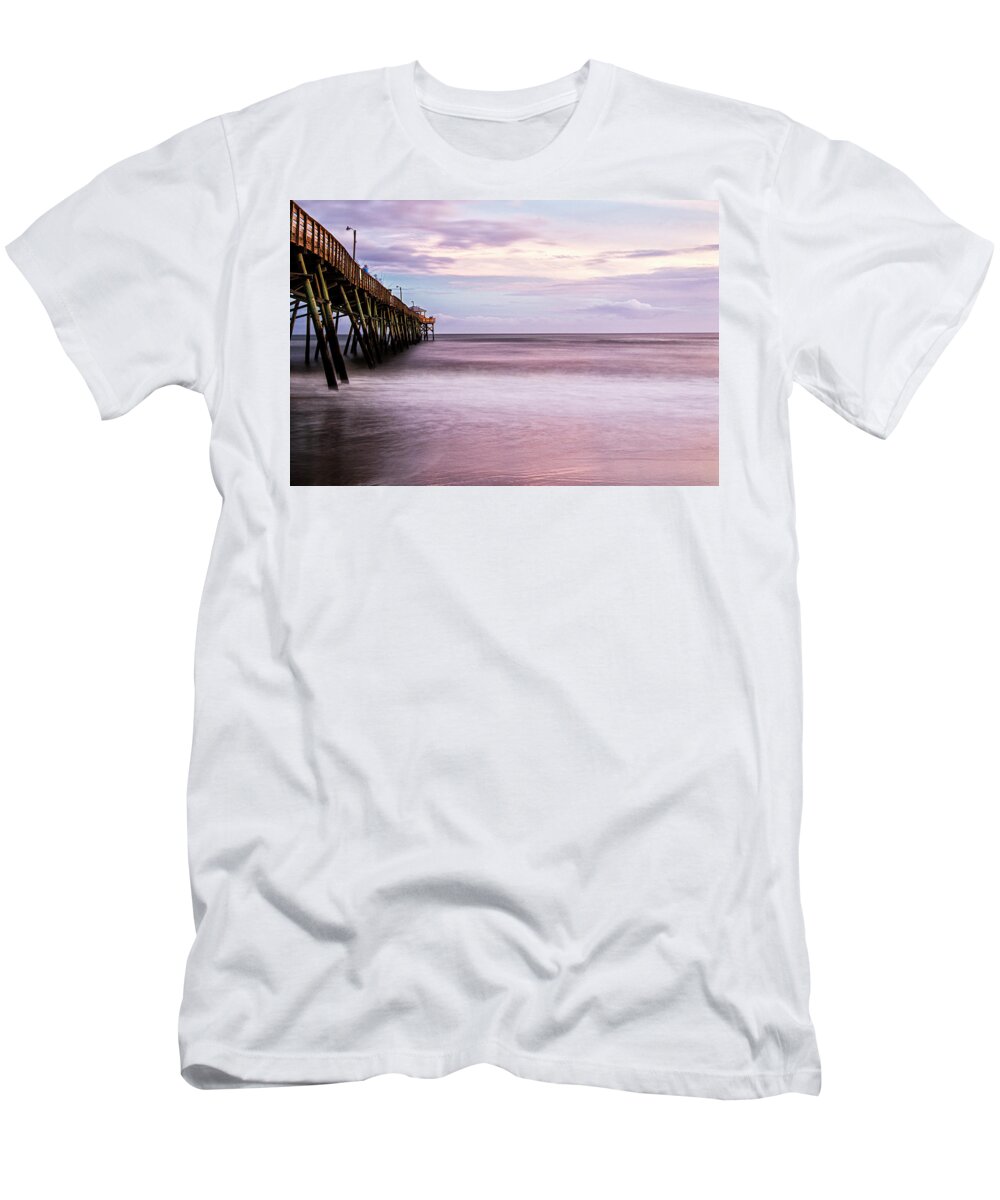 Oceanana T-Shirt featuring the photograph Oceanana Fishing Pier at Sunset by Bob Decker