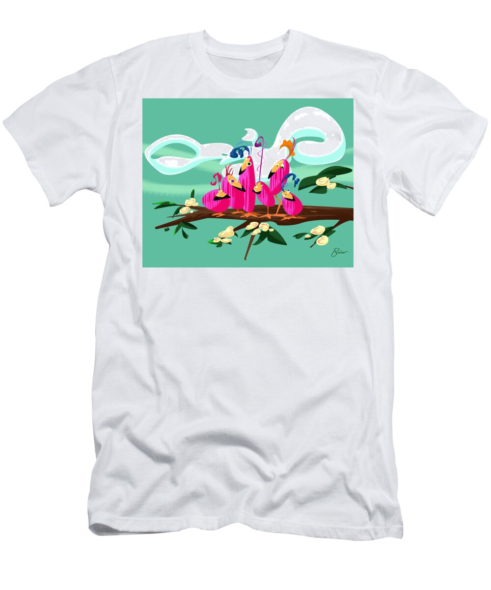 Birds T-Shirt featuring the digital art Odd Birds by Alan Bodner