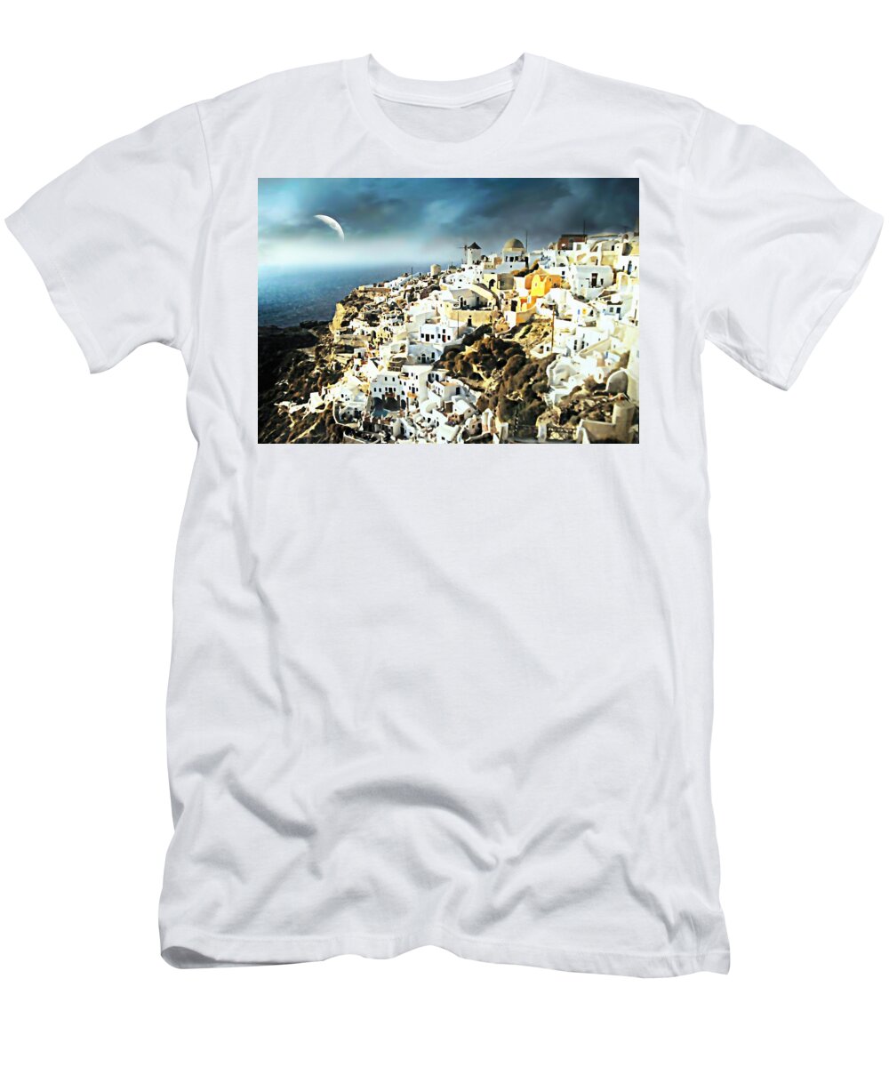 Oia T-Shirt featuring the photograph Oia at Santorini by Diana Angstadt