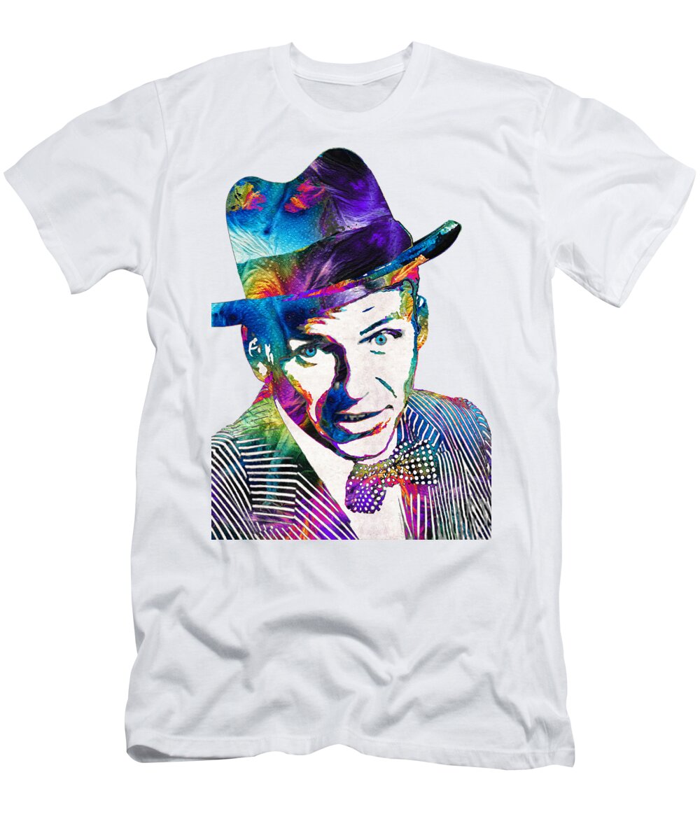 Frank Sinatra T-Shirt featuring the painting Old Blue Eyes - Frank Sinatra Tribute by Sharon Cummings