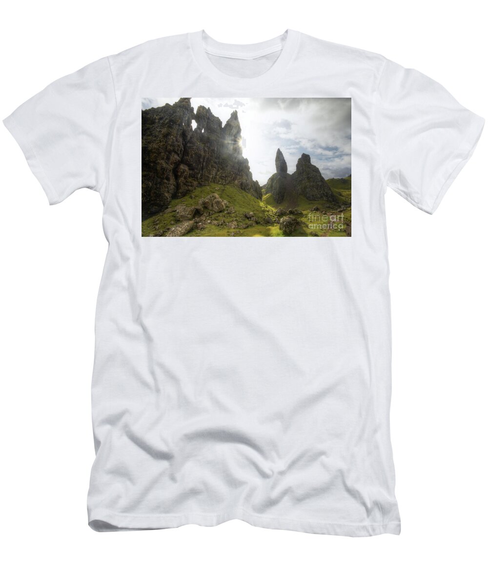 Landscape T-Shirt featuring the photograph Old Man of Storr 2.0 by Yhun Suarez