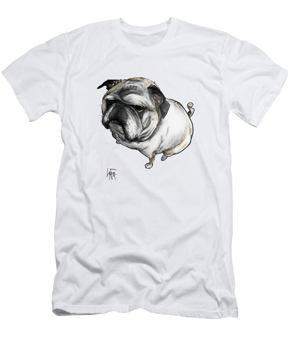 Pug T-Shirt featuring the drawing Old Pug by Canine Caricatures By John LaFree