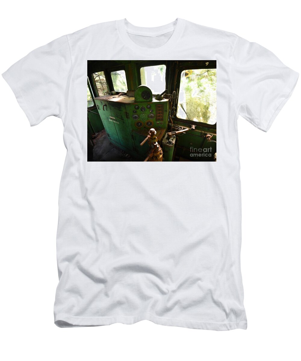 Trains T-Shirt featuring the photograph Old Railroad Switching Engine by Steve Brown