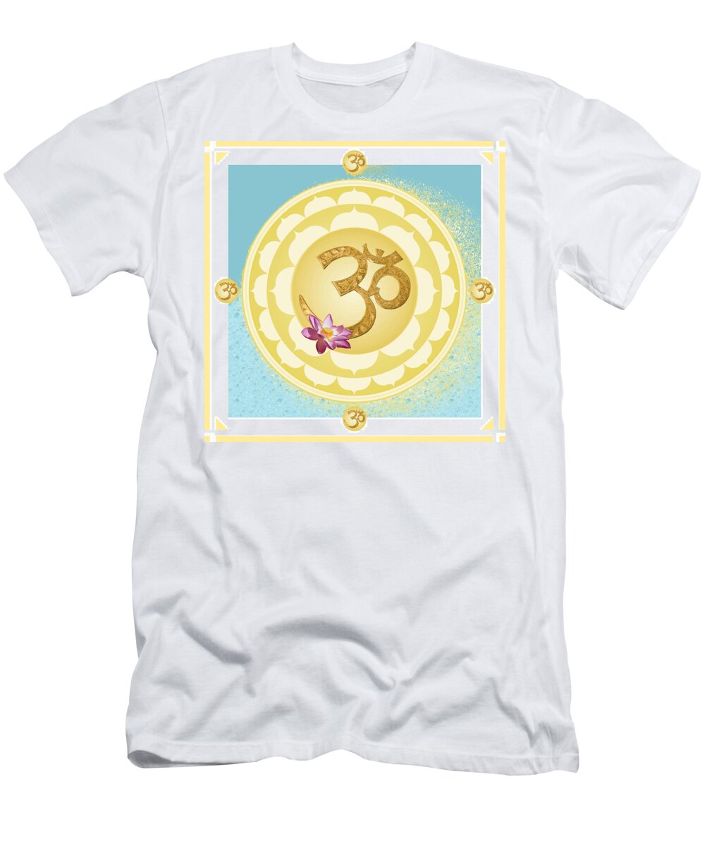 Om T-Shirt featuring the digital art OM Lotus Ocean by Ma Udaysree