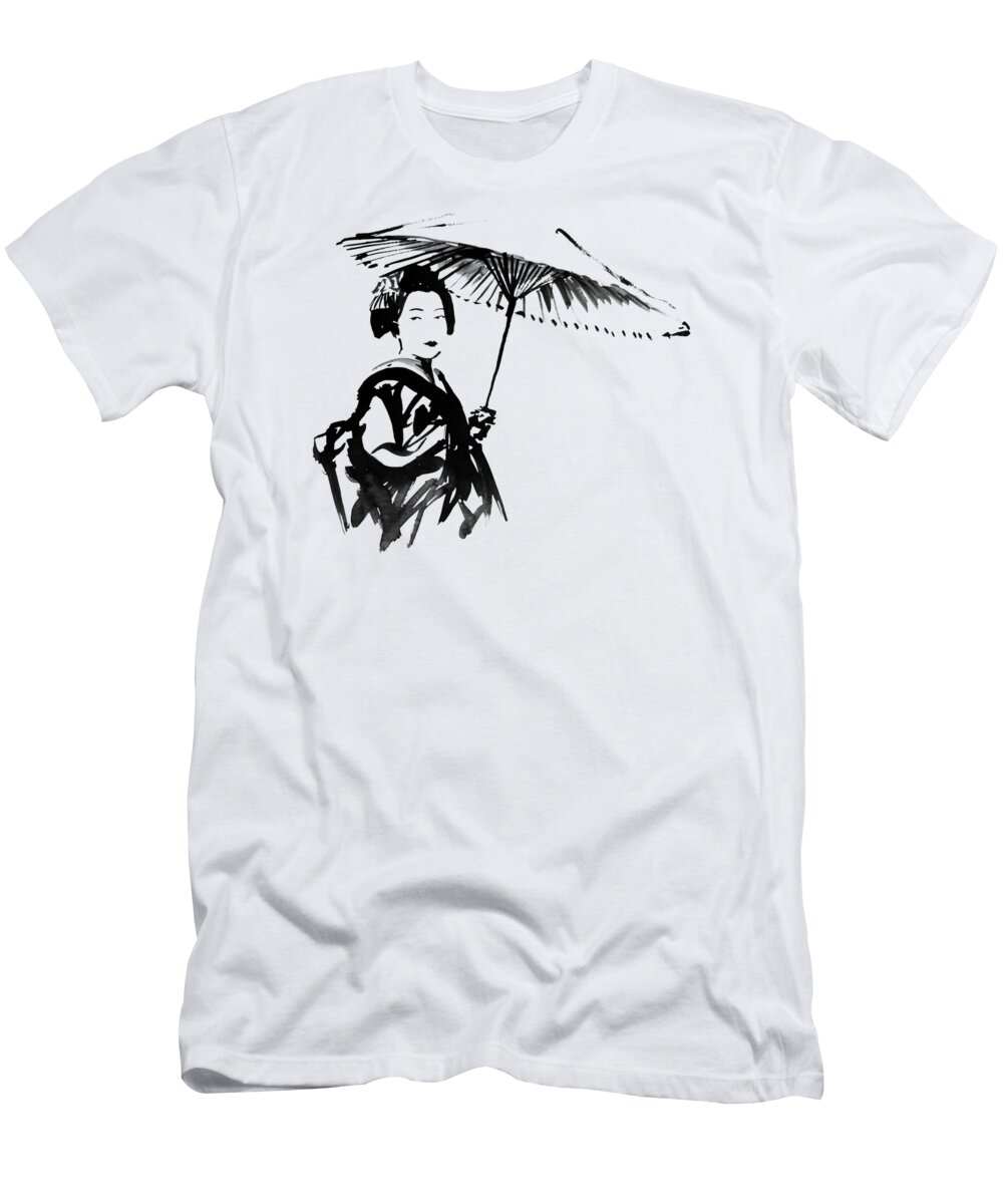 Umbrella T-Shirt featuring the painting Ombrella by Pechane Sumie