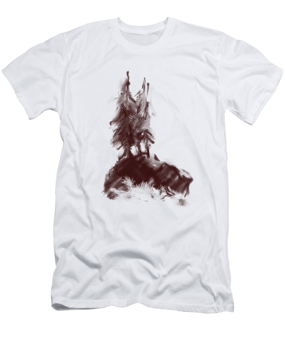Sketch T-Shirt featuring the digital art On the Rock by Michael Shipman