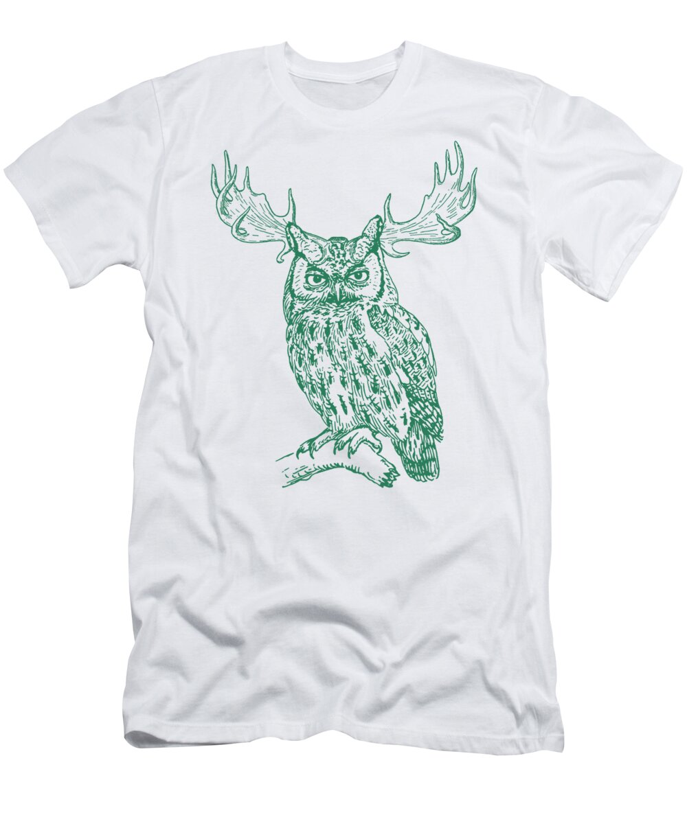 Owl T-Shirt featuring the digital art One Of A Kind by Madame Memento