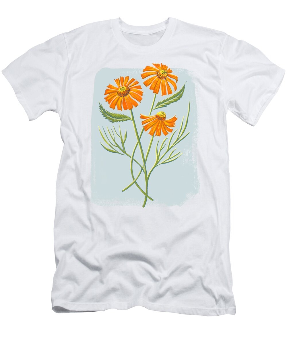 Orange T-Shirt featuring the painting Orange Happy Wildflowers - Art by Jen Montgomery by Jen Montgomery