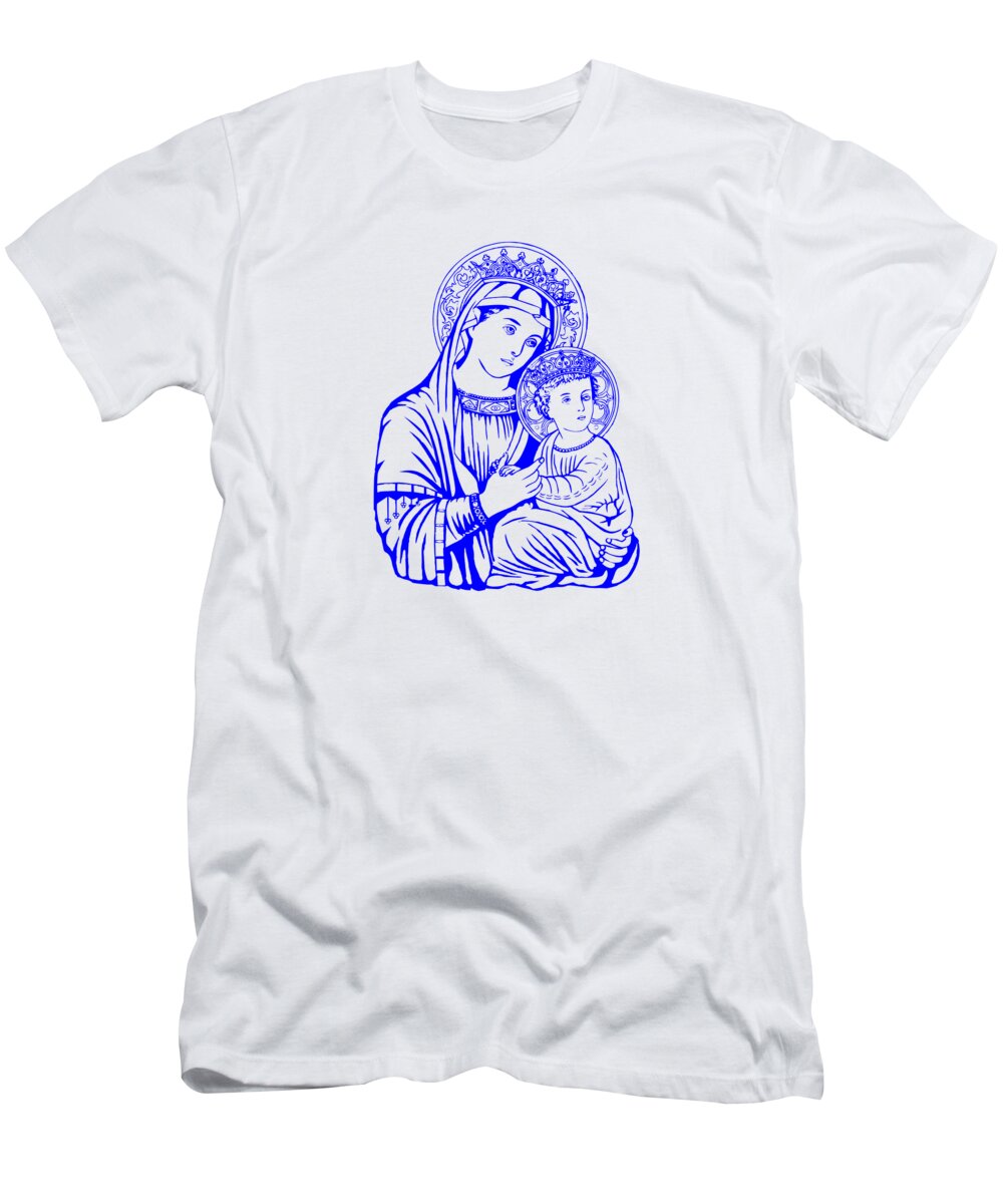 Our Lady Of Perpetual Help And Baby Jesus T-Shirt featuring the digital art Our Lady of Perpetual Help and Baby Jesus by Rose Santuci-Sofranko