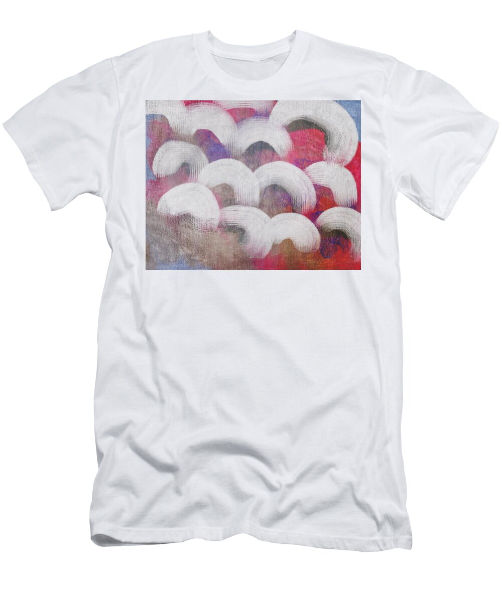Abstract T-Shirt featuring the painting Over and Over Painterly semi-circles and pastels by Itsonlythemoon