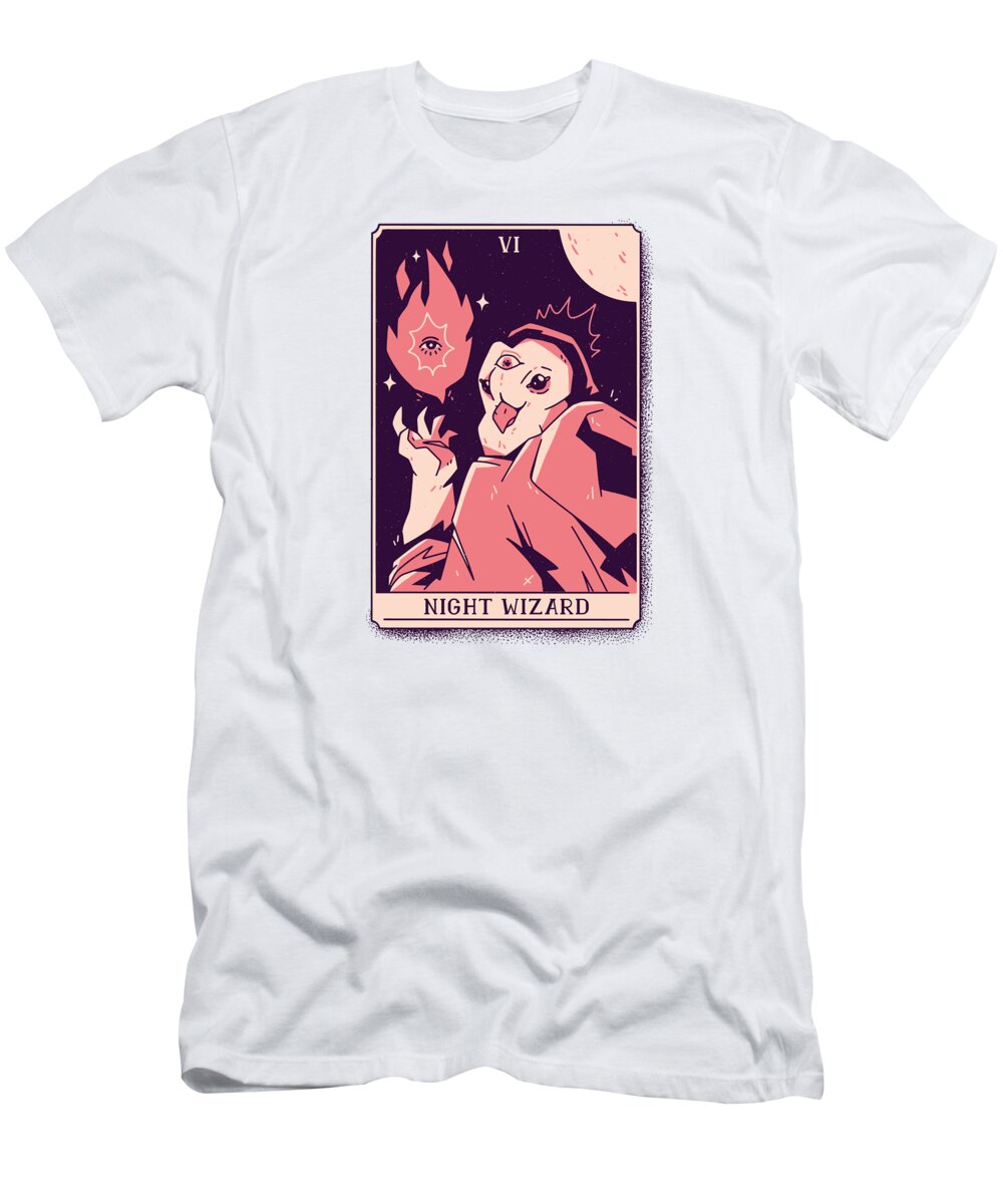 Owl T-Shirt featuring the digital art Owl wizard tarot card by Me