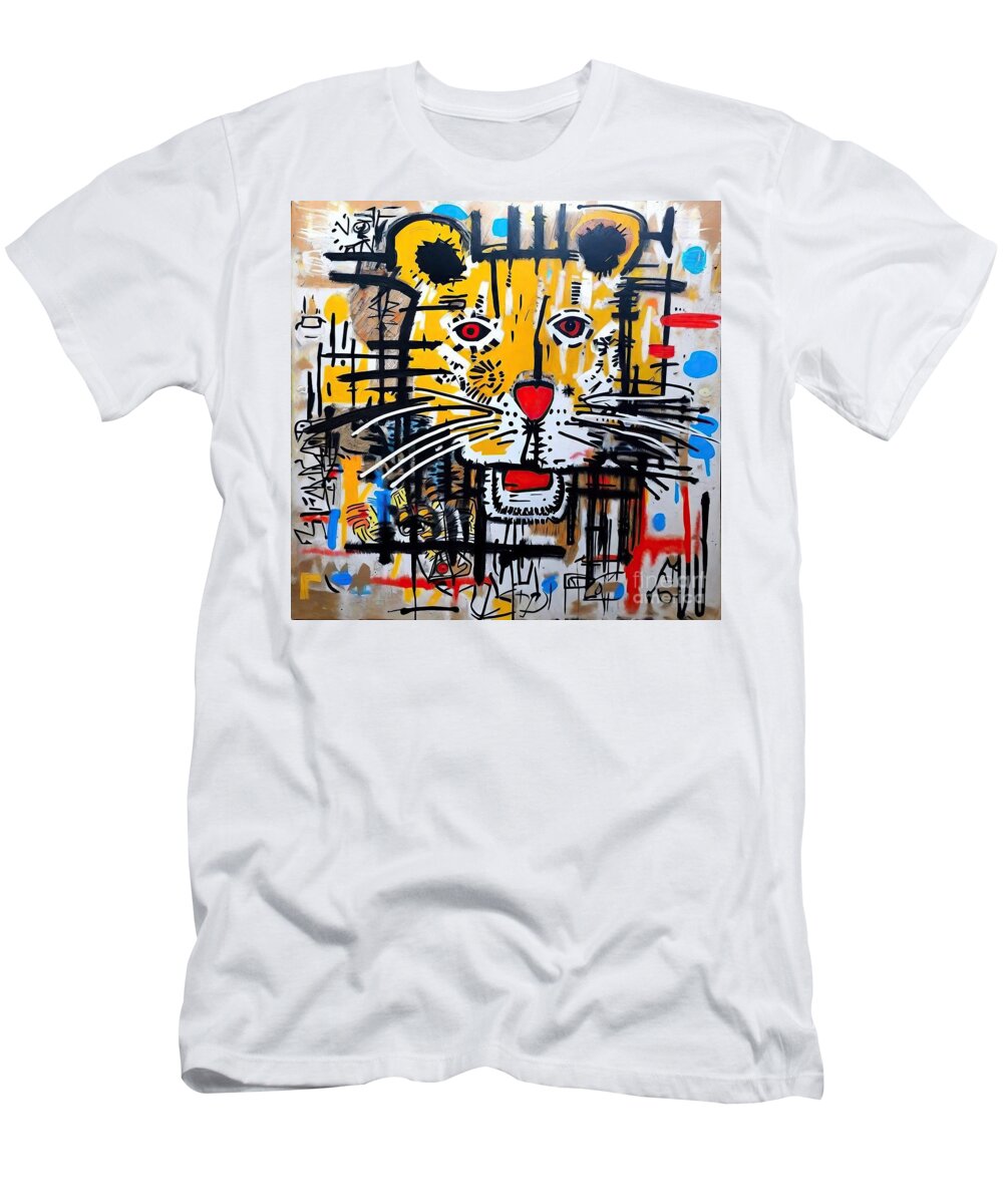 Abstract T-Shirt featuring the painting Painting Tiger abstract colorful artistic backgro by N Akkash