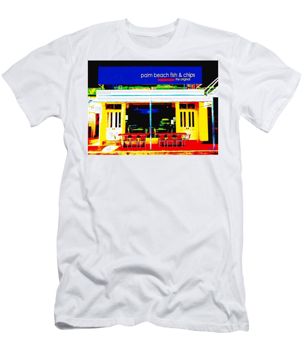 Pop Art T-Shirt featuring the photograph Palm Beach Fish and Chips  Pub by VIVA Anderson