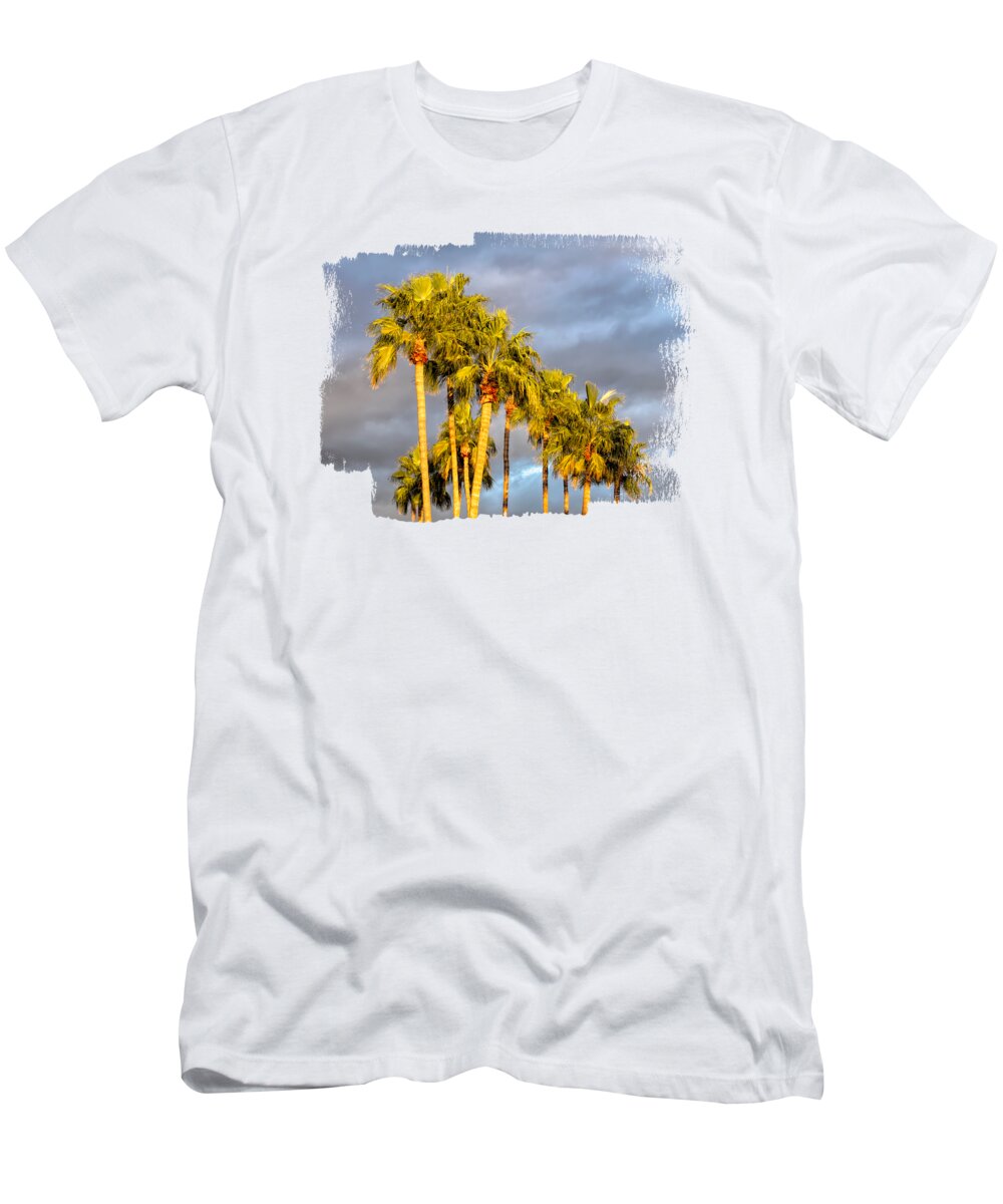 Palms T-Shirt featuring the photograph Palms in the Goldne Sunlight by Elisabeth Lucas