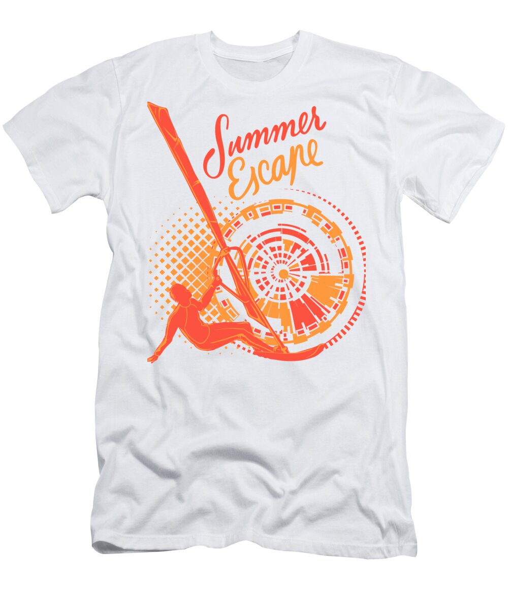 Beach T-Shirt featuring the digital art Parasailor Summer Escape Parasailing by Jacob Zelazny