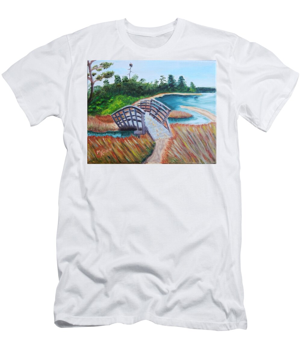 Landscape T-Shirt featuring the painting Park Bridge by Mike Kling