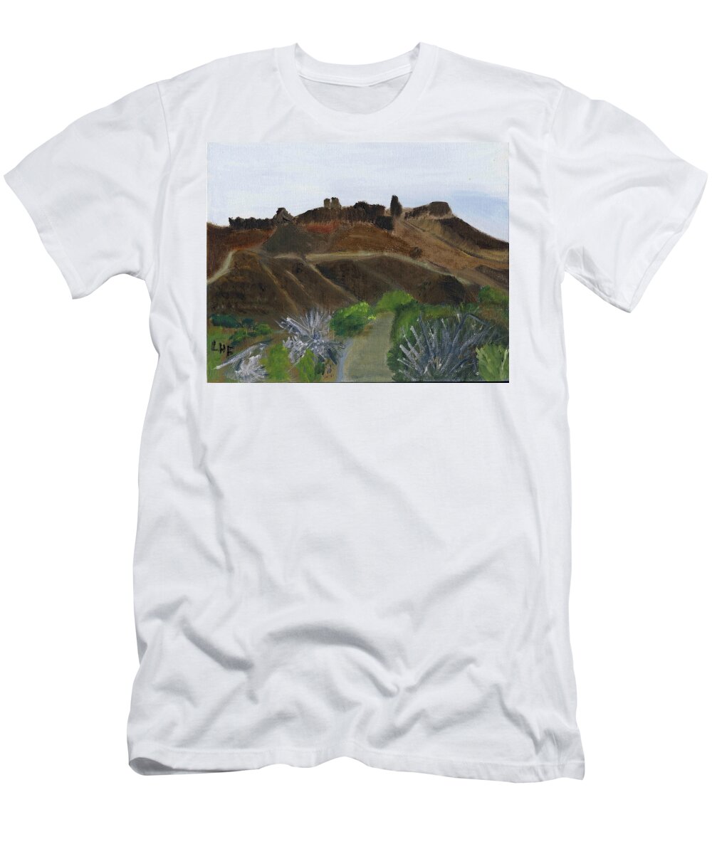 Mountain T-Shirt featuring the painting Path Not Taken by Linda Feinberg