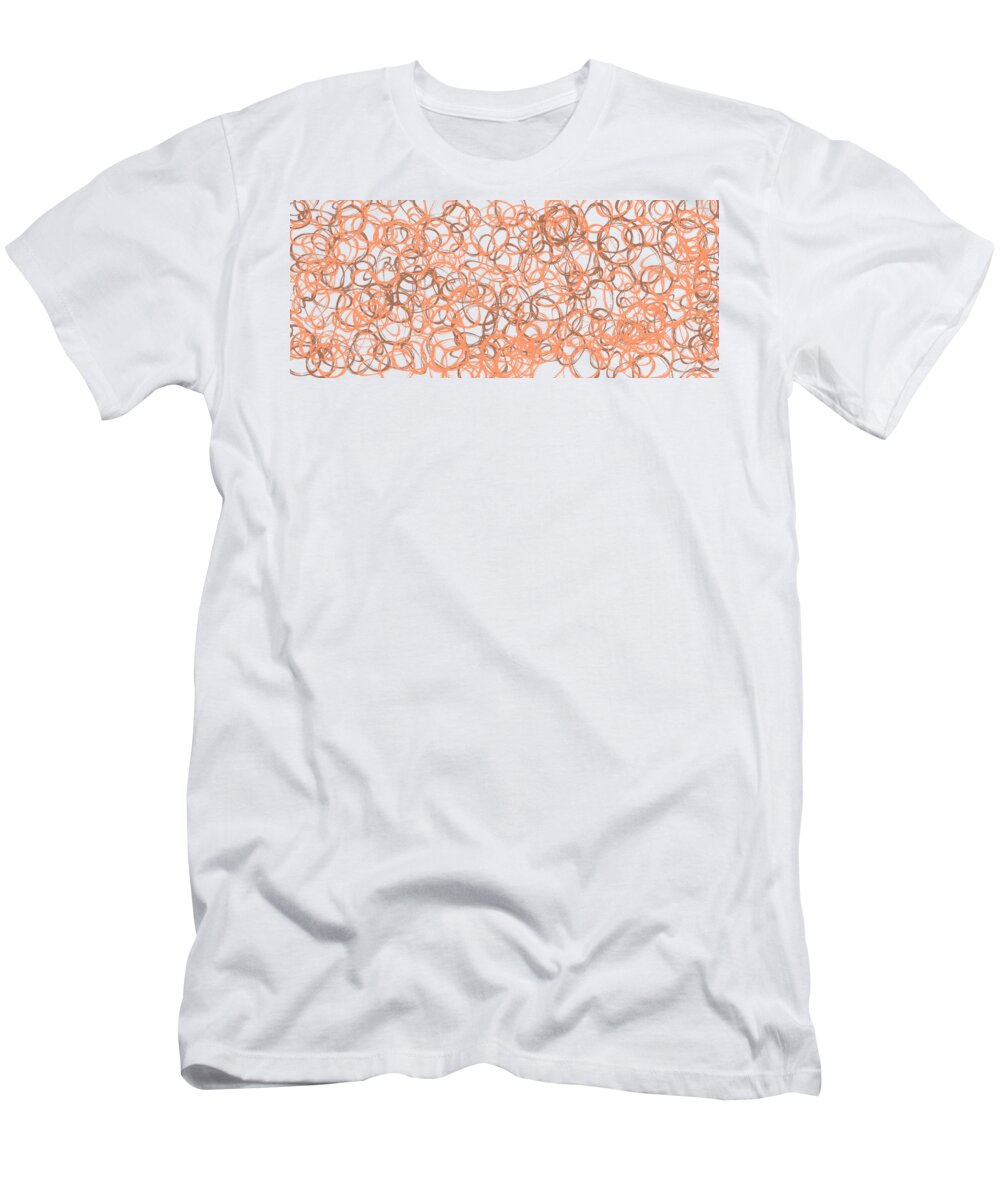 Abstract T-Shirt featuring the digital art Peach and brown loops by Bentley Davis