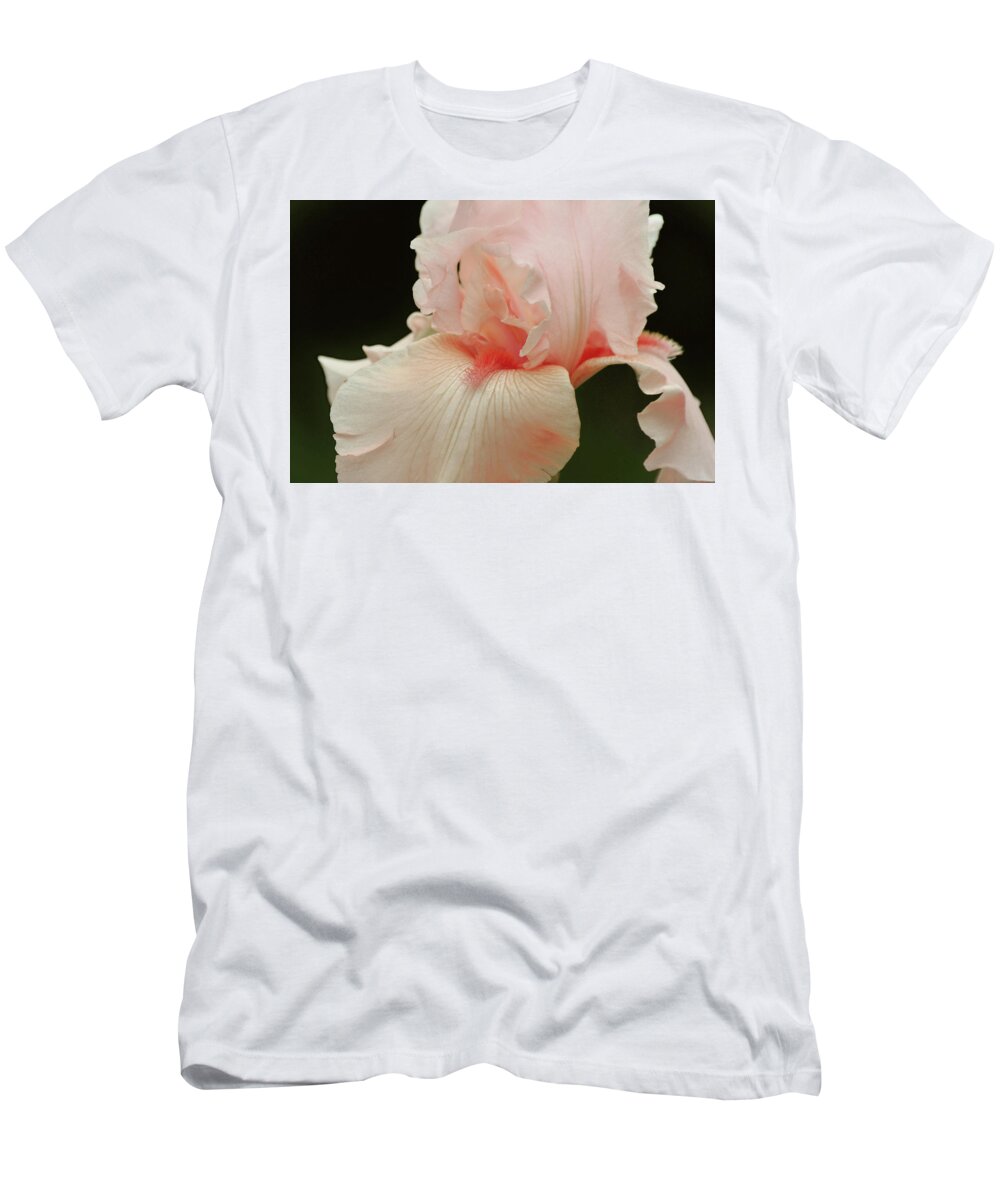 Iris T-Shirt featuring the photograph Peach Pink Iris Flower for Spring by Gaby Ethington